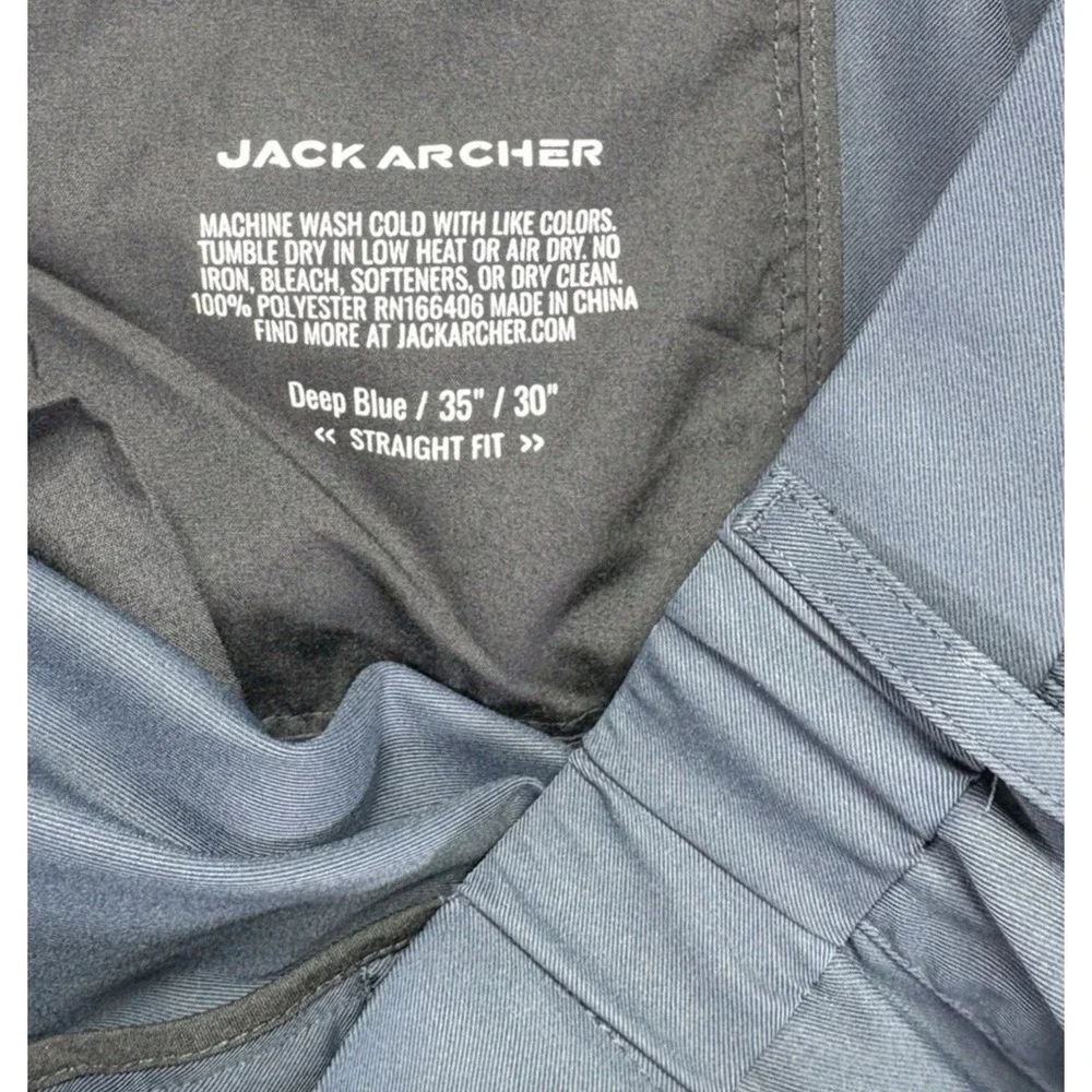 Jack Archer Jetsetter Tech Pants Men 35x29‎ Straight Fit Deep Blue Travel NWOT